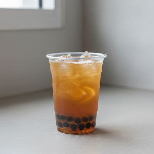 Longan iced Tea (Unsweetened) with boba Longan iced Tea (Unsweetened) with boba