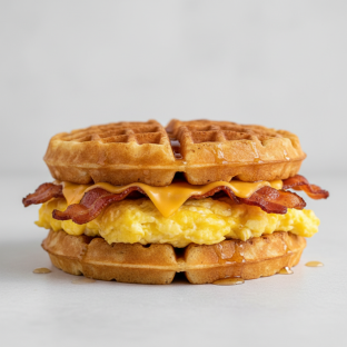 Breakfast Waffle Sandwich With Bacon