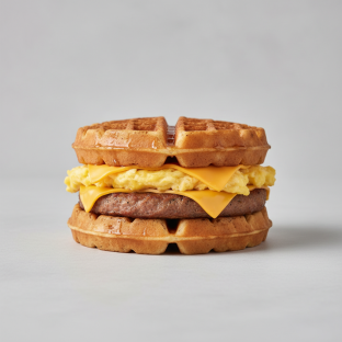 Breakfast Waffle Sandwich With Sausage