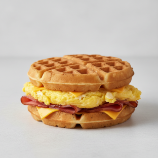 Breakfast Waffle Sandwich With Ham