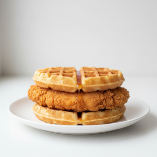 Breakfast Waffle Sandwich With Chicken
