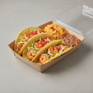 American Style Shrimp Taco Box on Corn Tortillas [16oz]