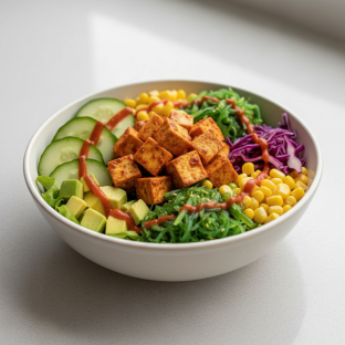 Tofu Poke Bowl with Spicy Sauce