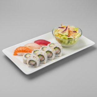 Assorted Sashimi and Cali Roll With House Salad