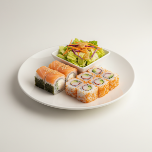 Philly Roll and Cali Roll with House Salad