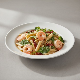 Shrimp Pasta Primavera with White Sauce