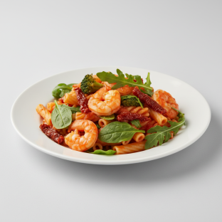 Shrimp Pasta Primavera with Red Sauce