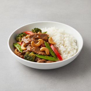 Gluten Free Beef Cashew Delight with White Rice