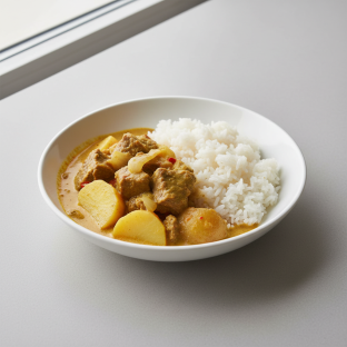 Beef Yellow Curry with White Rice
