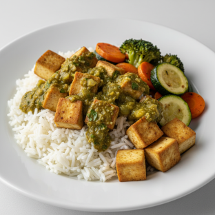 Pesto Cilantro Tofu with Rice
