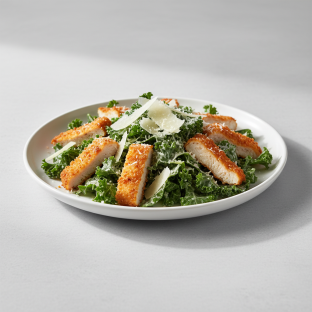 Kale Caesar Salad with Crispy Chicken