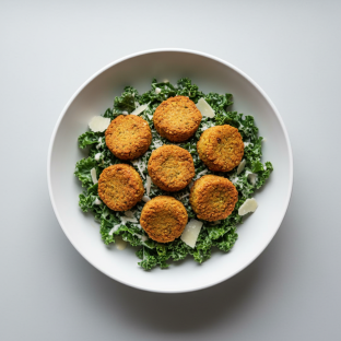 Kale Caesar Salad with Falafel