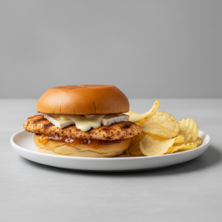 Peachy Islander Sandwich with Homemade Potato Chips