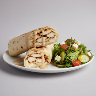 Shawarma Chicken Wrap with a Side Salad