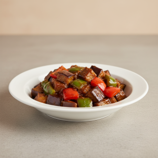 Eggplant with Mixed Peppers