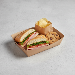 Ham and Swiss Sandwich Box with Chips and Cookie
