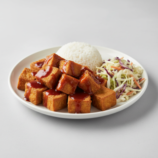 [20oz] Hawaiian Style BBQ Fried Tofu with Rice and Coleslaw