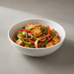 Spicy Basil Vegetable Stir Fry with Tofu