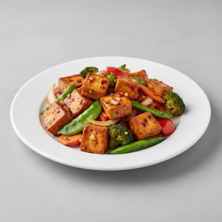 Vegan Kung Pao Tofu with Vegetables (No Peanuts)