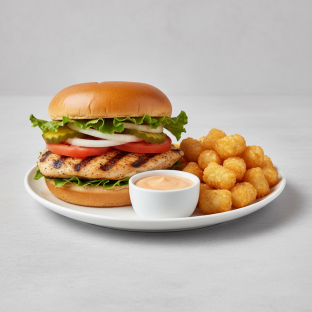 Grilled Chicken Burger & Tots Meal [Large]