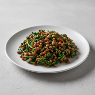 Sauteed Spinach and Lentils