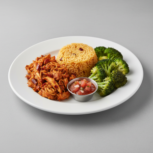 Chicken Tinga with Broccoli and House Salsa Chicken Tinga with Broccoli and House Salsa