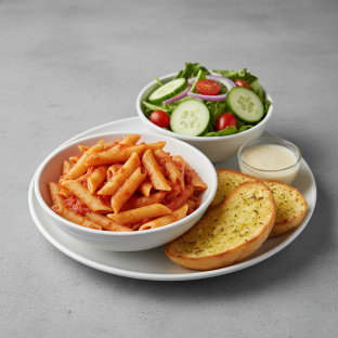 Penne Marinara with a House Salad and Garlic Bread Penne Marinara with a House Salad and Garlic Bread