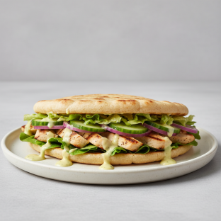 Lemon Garlic Chicken Flatbread Sandwich (NO tomatoes)