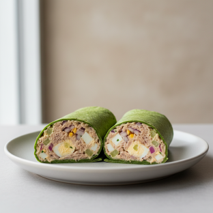 Tuna Salad Spinach Tortilla Wrap (NO tomatoes)