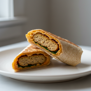 Veggie Burger Wheat Tortilla Wrap (NO tomatoes)