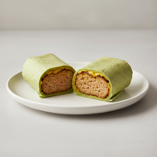 Vegan Veggie Burger Spinach Tortilla Wrap (NO tomatoes)