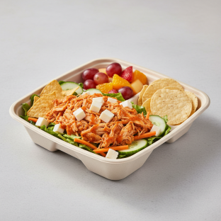 Buffalo Chicken Salad with Chips and Fruit