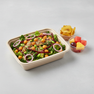 Plant Power Salad with Chips and Fruit