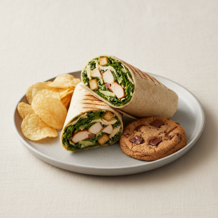 Chicken Caesar Wrap with Chips and Cookie