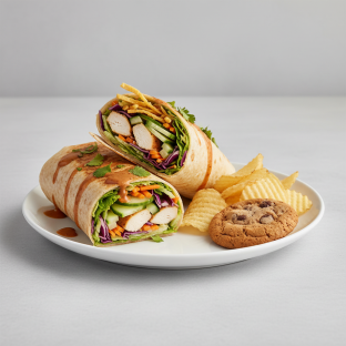 Thai Chicken Crunch Wrap with Chips and Cookie