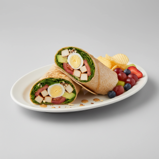 California Cobb Wrap with Chips and Fruit