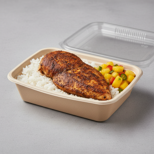 Jerk Chicken with Coconut Rice and Mango Pineapple Salsa