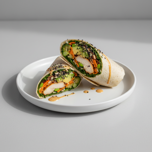 Tokyo Supergreens with Oven Roasted Chicken Wrap