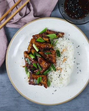 Gluten Free Vegan Mongolian Tofu with Steamed Rice