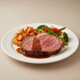 Prime Rib Dinner With Au Jus, Sweet Potato and Veg. Prime Rib Dinner With Au Jus, Sweet Potato and Veg.