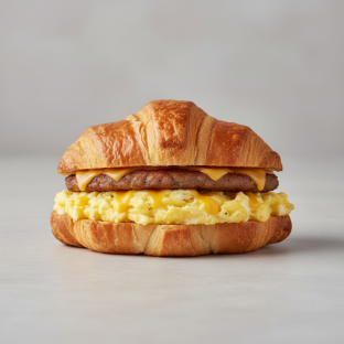 Egg, Sausage and Cheese Croissant Sandwich
