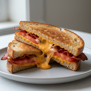 Grilled Cheese, Tomato & Bacon with Cheddar Cheese on Sourdough Bread