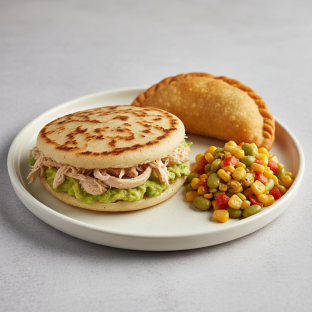 Venezuelan Arepa and Chicken Empanada