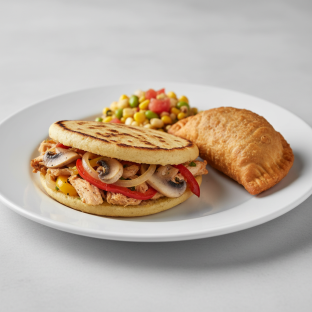 California Arepa and Beef Empanada