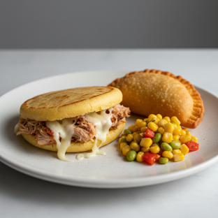 American Turkey Arepa and Beef Empanada