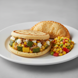 Vegetable Arepa and Vegetable Empanada