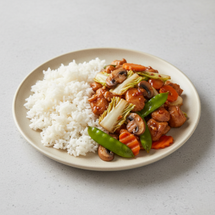 Gluten Free Mongolian Chicken and Steamed Rice