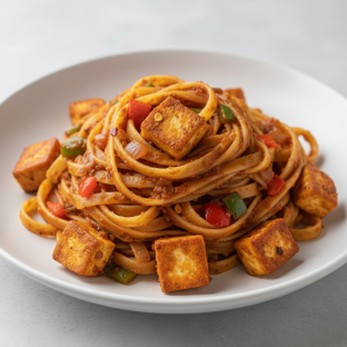 Spicy Chili Masala Paneer Fettuccine Pasta