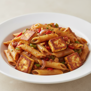 Gluten-Free Spicy Chili Masala Paneer Pene Pasta