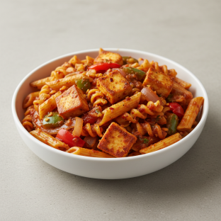 Spicy Chili Masala Paneer Pasta